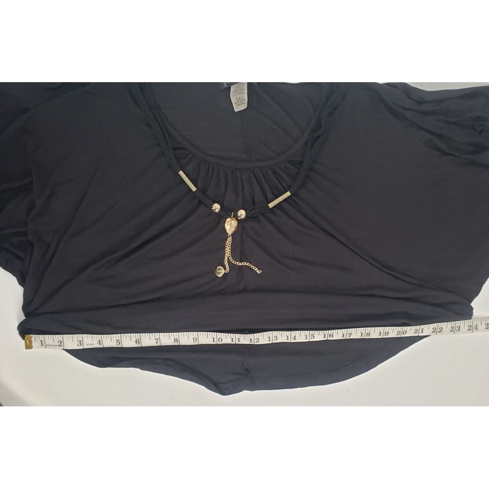 Annabelle Batwing Top Blouse w/ Decor Pendant Chain Sz Large Lightweight Stretch - Picture 7 of 9